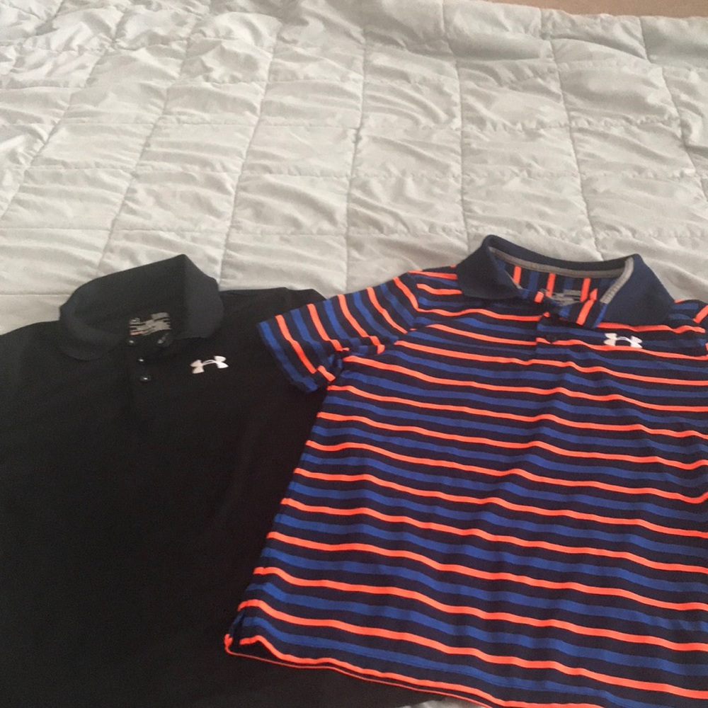 Two boys youth large Under Armour polos